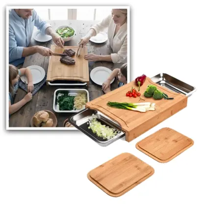ChopStar™ бамбукова дъска за рязане с чекмеджета