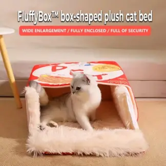 FluffyBox™ кутия с форма на легло за котка от плюш