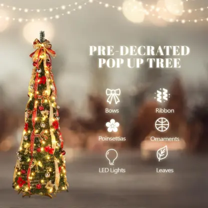 MerryPine™ сгъваема украсена коледна елха