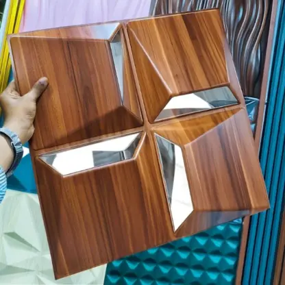Reflectiva™ 3D PVC огледален стенен панел 50 x 50 см - 8 броя
