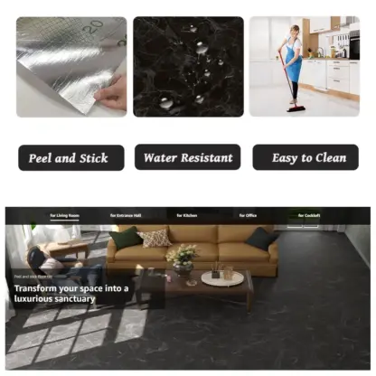 MarbleLux™ Podlahové samolepky s mramorovým vzorem - 10m x 60cm (6m²)