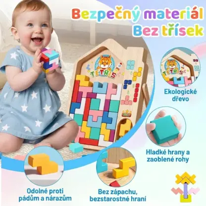 Dětská dřevěná bloková hra TetriWood™-middle