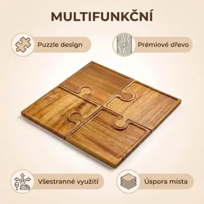 PuzzleTray™ dřevěná sada servírovacích podnosů na puzzle-middle