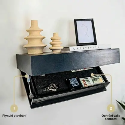 FloatShelf™ nástěnná police s tajnou přihrádkou (53 x 17,5 x 5 cm)-middle