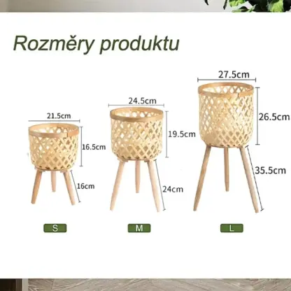 RattanBloom™ stojanové ratanové květináče-middle