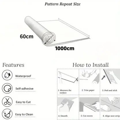 MarbleLux™ Podlahové samolepky s mramorovým vzorem - 10m x 60cm (6m²)-middle