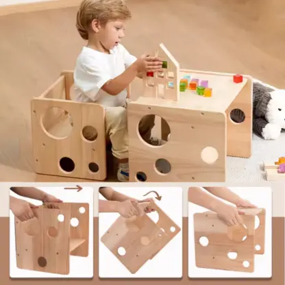 MonteKiddo™ Holztisch und Stühlchen für Kleinkinder