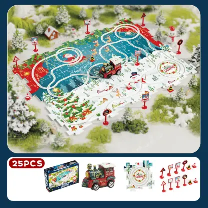 MerryRail™ Weihnachts-Puzzlebahn mit Elektrozug – 25 Stück-middle