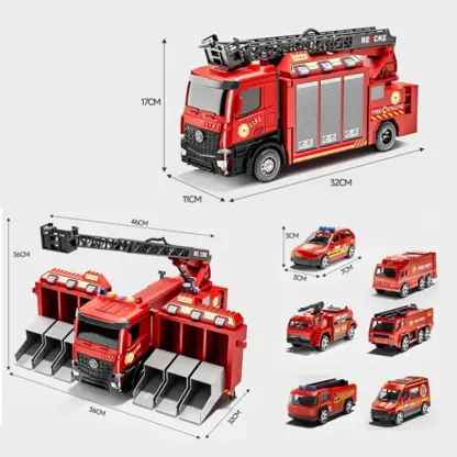 FireFighterz™ Feuerwehrauto mit Feuerwehrteam und Wassersprinkler-middle