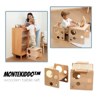 MonteKiddo™ puidust lauakomplekt väikelastele