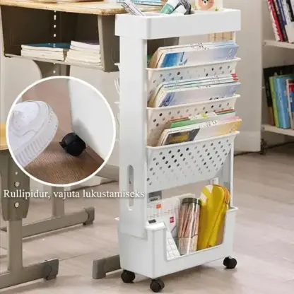 BookCart™ 5-riiuline ratastega raamaturiiul