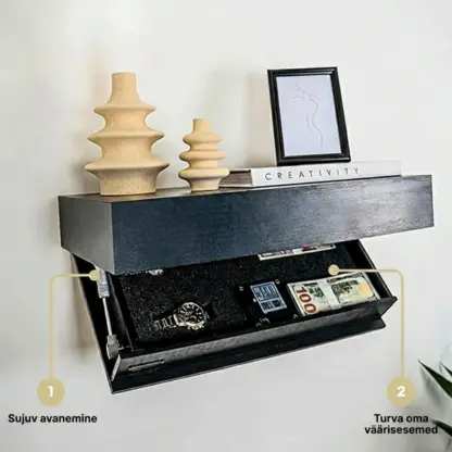 FloatShelf™ seinakinnitusega salalaekaga riiul (53 x 17,5 x 5 cm)-middle
