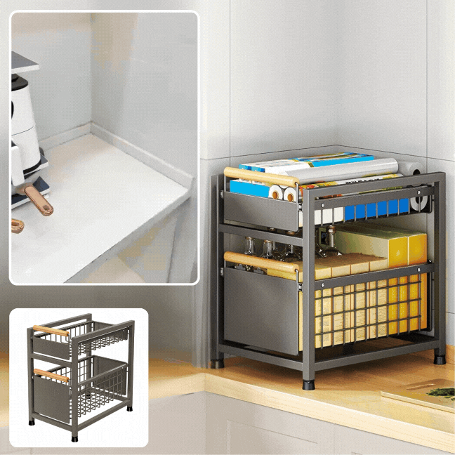 SlideRaw™ 2-Tier Sliding Drawer Storage Rack – Smania
