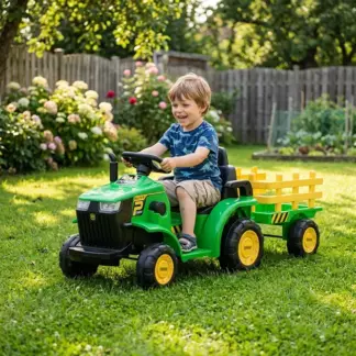 FarmRider™ trattore elettrico cavalcabile per bambini con rimorchio