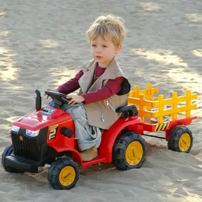 FarmRider™ trattore elettrico cavalcabile per bambini con rimorchio