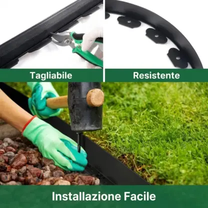 EasyBorder™ bordo per prato in plastica con chiodi - 10m