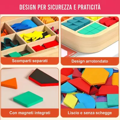 GeoMag™ set di puzzle geometrico magnetico in legno