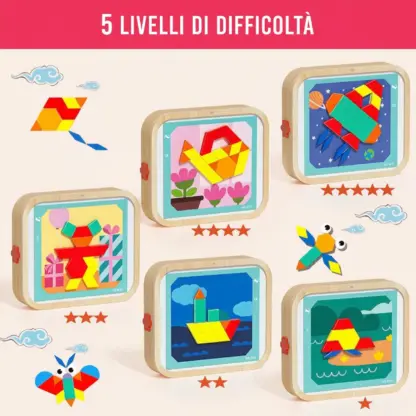 GeoMag™ set di puzzle geometrico magnetico in legno