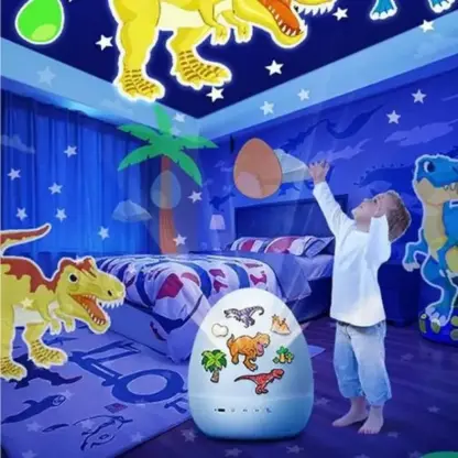 DinoGlow™ proiettore LED a forma di uovo di dinosauro con 21 temi