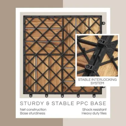 WoodyTile™ Piastrelle da pavimento in legno ad incastro - 12 pz (30x30cm) = 1,08 m²