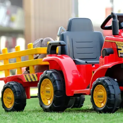 FarmRider™ trattore elettrico cavalcabile per bambini con rimorchio