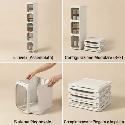 Raffinato sistema di stoccaggio impilabile a 5 ripiani GapStack™-middle