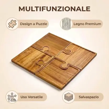 PuzzleTray™ set di vassoi da portata in legno-middle