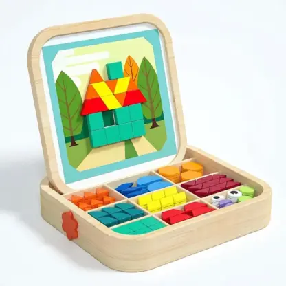 GeoMag™ set di puzzle geometrico magnetico in legno