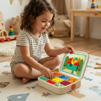 GeoMag™ geometrijski magnetski drveni puzzle set