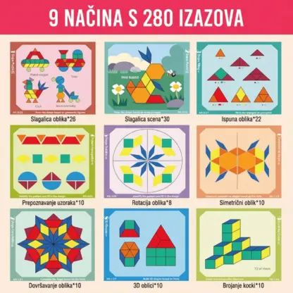 GeoMag™ geometrijski magnetski drveni puzzle set
