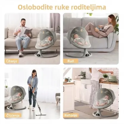 Električna njihaljka za bebe s daljinskim upravljačem RockyBaby™