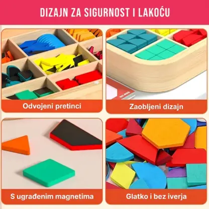 GeoMag™ geometrijski magnetski drveni puzzle set