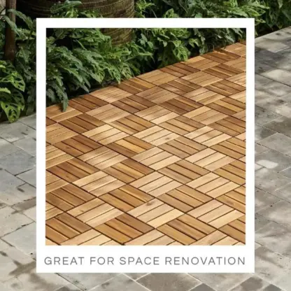 WoodyTile™ Isprepletene pločice za terasu od punog drva - 12 komada (30x30cm) = 1,08 m²