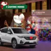 SantaRide™ Božićni komplet za ukrašavanje automobila s motivom kišnog jelena i svjetlima