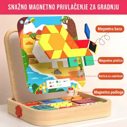 GeoMag™ geometrijski magnetski drveni puzzle set