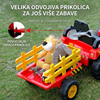 FarmRider™ dječji električni traktor na akumulator s prikolicom