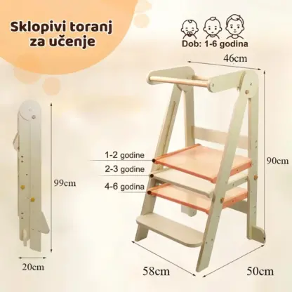 BabyTower™ drveni prilagodljivi edukacijski toranj-middle