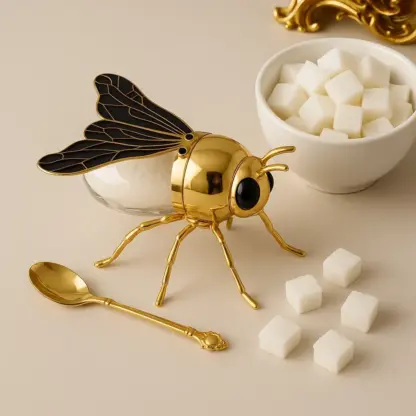 BeeJar™ méh mintás mézeskanna kanállal