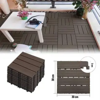 DeckLock™ egymásba illeszthető PVC fa utánzatú padlólapok – 12x (30x30cm) = 1,08 m²