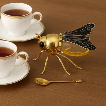 BeeJar™ méh mintás mézeskanna kanállal