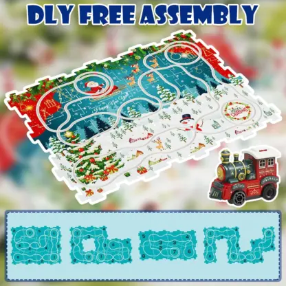 MerryRail™ karácsonyi puzzle pálya elektromos vonattal - 25 db