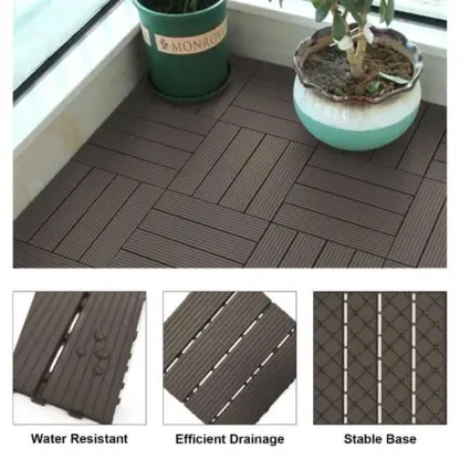 DeckLock™ egymásba illeszthető PVC fa utánzatú padlólapok – 12x (30x30cm) = 1,08 m²