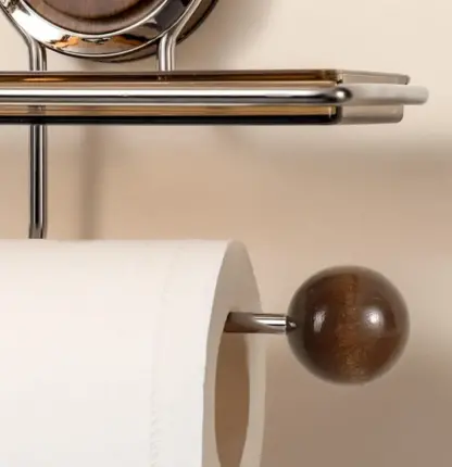 VeloraLuxe™ vákuumos rögzítésű WC-papír tartó polccal