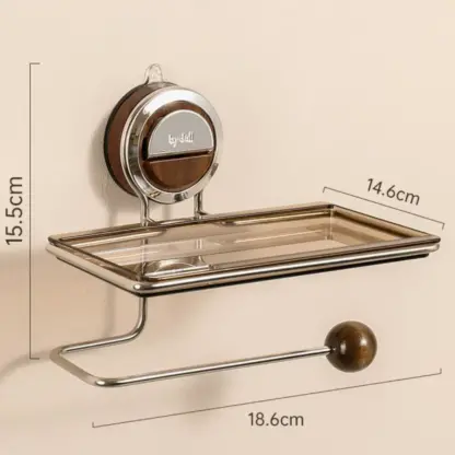 VeloraLuxe™ vákuumos rögzítésű WC-papír tartó polccal-middle