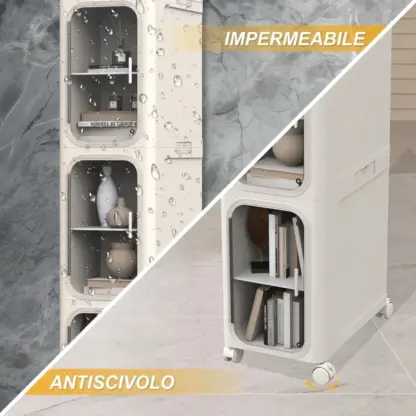 Raffinato sistema di stoccaggio impilabile a 5 ripiani GapStack™