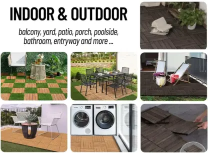 WoodyTile™ Tarpo jungimo medinės grindų plytelės - 12 vnt (30x30cm) = 1,08 m²