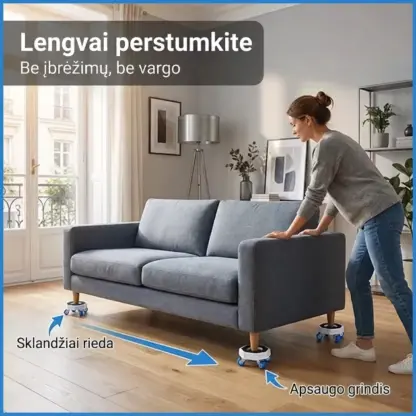 FurnyFlex™ baldų transportavimo ratukų rinkinys