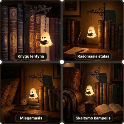 ShelfWisp™ knygų lentynos vaiduoklio žibintas – 2 vnt.