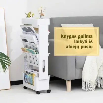 BookCart™ penkiaaukštė knygų lentyna ant ratukų