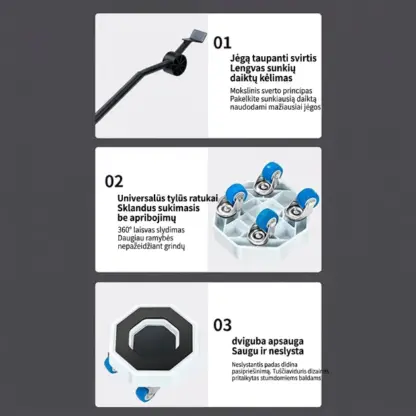 FurnyFlex™ baldų transportavimo ratukų rinkinys